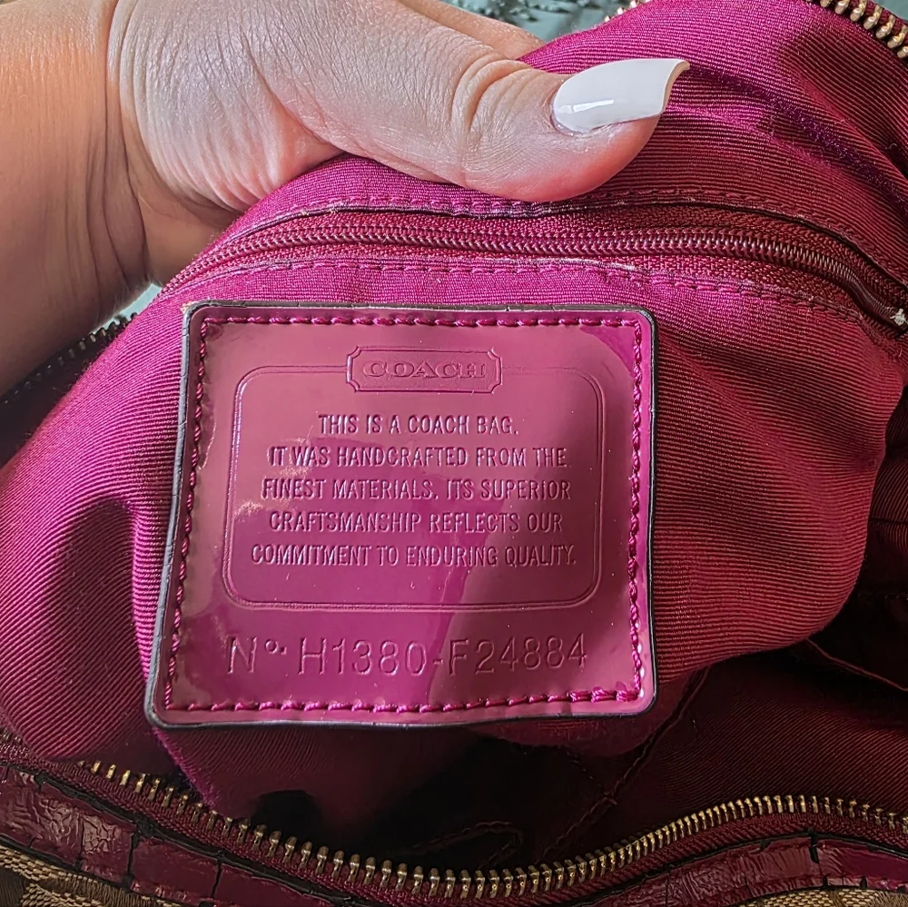 Coach Signature Python Stripe Satchel Raspberry Pink - Picture 12 of 12